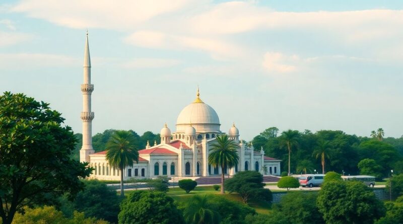 Masjid di tengah alam yang damai dan harmonis.